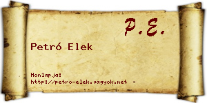 Petró Elek névjegykártya
