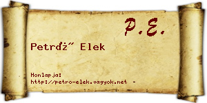 Petró Elek névjegykártya